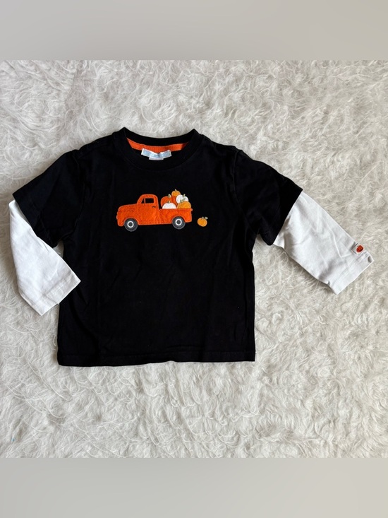 Janie and Jack Other - Janie and Jack Black Tee with Festive Orange Pumpkin Truck Appliqué